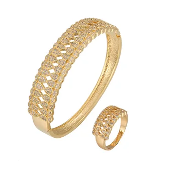 

HONGHONG Ladies high grade bracelet ring two piece set high quality 3A zircon ring bracelet 2pcs set luxury fashion jewelry