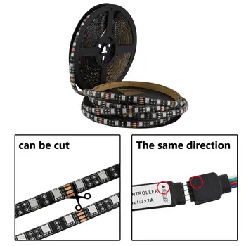 

12 V Volt LED Strip Light RGB 5050 Black PCB 1M 2M 60led/m Flexible 12V Led Strip RGB Waterproof TV Backlight Ribbon