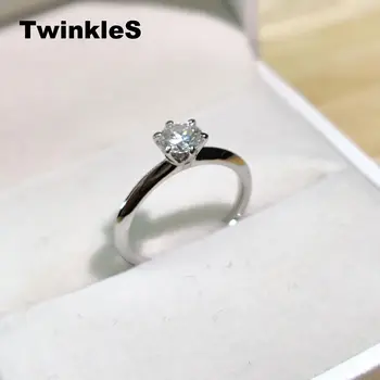 

TwinkleS 925 Sterling Silver Perfect Cut 1ct Passed Diamond Test Moissanite Ring VVS1 Excellent Quality Gem Wedding Rings Women