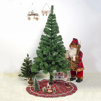 

1pc Christmas Tree Skirt Round Carpet Red Plaid Snowflake Christmas Party New Year Floor Xmas Christmas Tree Bottom Decoration