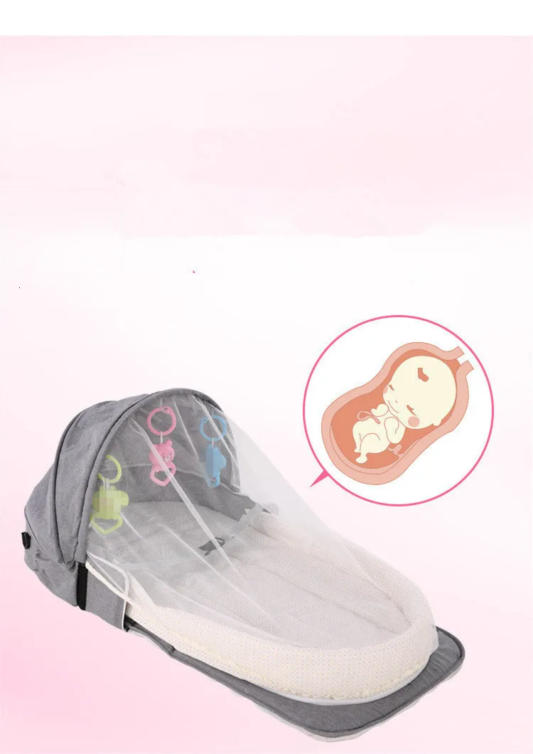Baby Crib Bed Portable Folding Baby Bed Nest Cot For Travel Foldable Bed Bag With Mosquito Net Infant Sleeping Basket With Toys