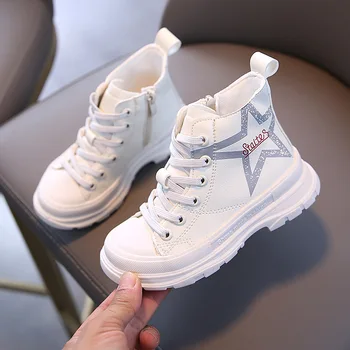 

Leather Children Boots High Quality Boys Girls Martin Shoes Fashion Embroidered Soft Non-slip Ankle Kids Boots