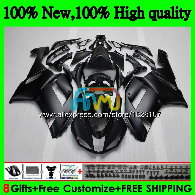 Корпус для KAWASAKI ZX 6R 6 R 600CC ZX636 10BS. 17 ZX-636 ZX600 600 CC ZX-6R ZX 636 ZX6R 07 08 классный матовый черный 2007 2008 Обтекатели - Цвет: No. 1