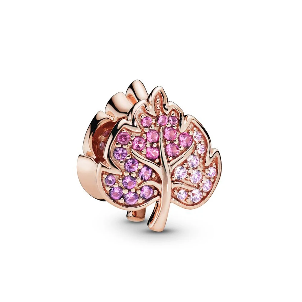 

Аутентичные блестящие подвески в виде листа, подходят для женского браслета Pandora, подарочные украшения «сделай сам»