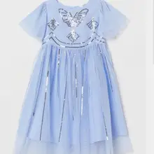 Летнее платье для девочек для маленьких девочек, синяя бабочка с блестками из тюля нарядные платья-пачки Детское платье для девочек детская одежда
