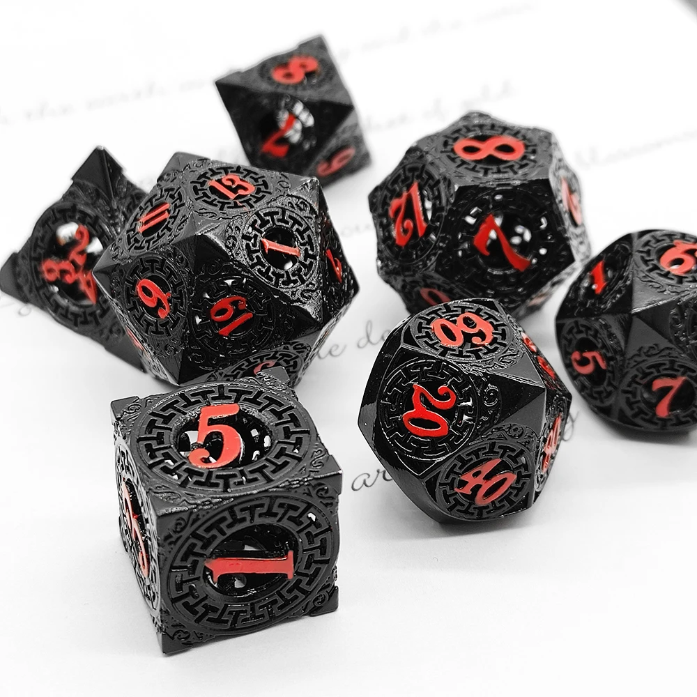 Metal Hollow DND Dice Set D20 Board Game Accessories TRPG Polyhedral D6 Cubes D&D COC Cthulhu Mechanical Dice Table Games