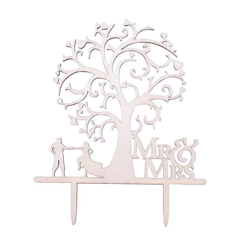 Деревенская свадьба, дерево Топпер для торта Mr And Mrs парные Цветочные фигурки Свадебный Торт Топперы Жених и невеста персонализированные украшения для торта