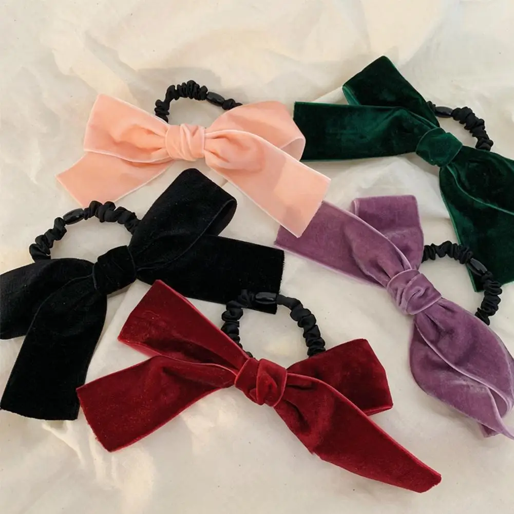 

1pcs Women Hair Rope Girls Hair Accessories Velvet Bow Hair For Women Bow Bands Holder Elastic Rope Headwear Hair Ties Pony H2E8