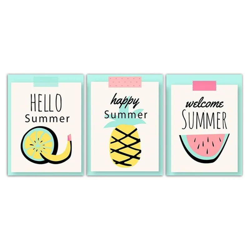 

Nordic Style Poster Girl Room Summer Fruit Pineapple Watermelon Pictures Banana Lemon For Modern Bedroom Room Home Wall Decor