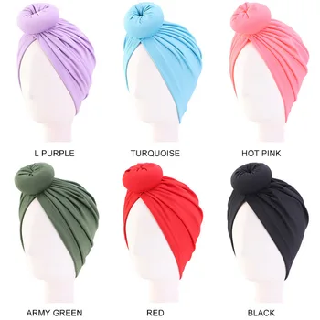 

India Women Hair Caps African Turban Hat Hijab Twist Knot Chemo Cap Stretch Beanie Head Wrap Headwear Muslim Cover Bonnet