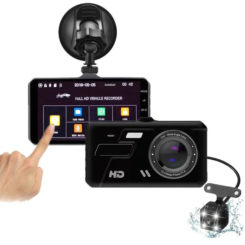 

Dual Lens Full HD 1080P 4" IPS Car DVR Vehicle Camera Video Recorder G-sensor Parking Mode WDR