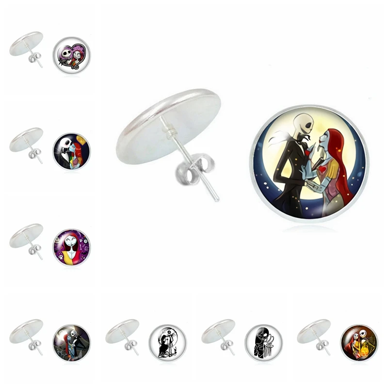 

2019 New Boho Halloween Cartoon Funny Expression Series Glass Convex Ladies Earrings Ladies Jewelry Gifts