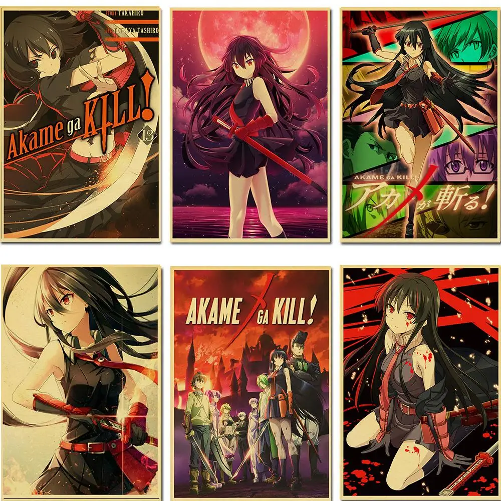 Japanese classic anime Akame ga KILL Kraft Paper Poster Printed for Bedroom/Bar Vintage Decorative