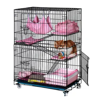 

Cat Cage Household Double Folding Cat Cage Oversized Free Space Cat Cage Villa Clearance Indoor Three-Story Cat House