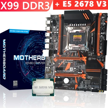 

x99 Motherboad set with Xeon E5 2678 V3 for Intel DDR3 USB 3.0 SATA III computer mianboard with CPU Set