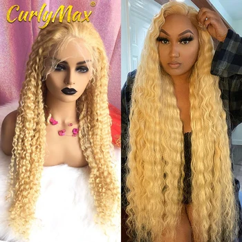 

Curymax 613 Honey Blonde 13x1 Lace Frontal Human Hair Wigs Brazilian Deep Wave Wigs Middle Part Lace Front Wig Blonde Hair Wigs