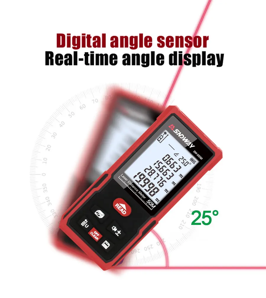 SNDWAY Laser Distance Rangefinder Hunting Rangefinder Digital Range finder Laser Tape Distance Ruler Sensor 5om Distance Meter