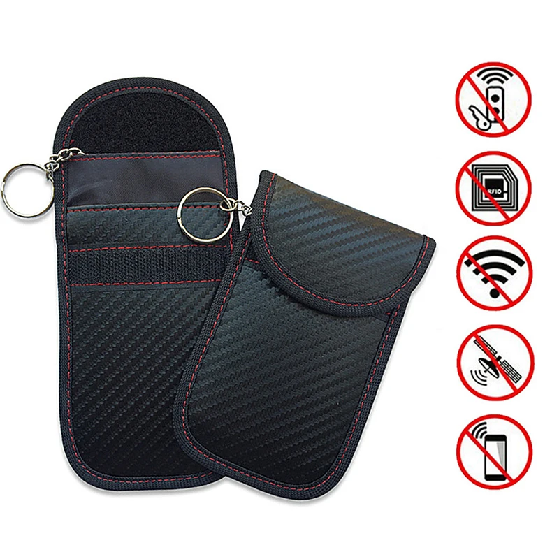 

Car Key Case Carbon Fiber Signal Blocker Bag Shield Key ID Card Bags Privacy Protection Shielding Pouch Wallet Case TBG399