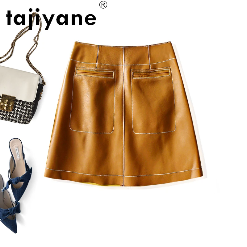 

Tajiyane 2021 Mini Skirts Womens Real Sheepskin Black Skirts Woman Genuine Leather Skirt Slim High Quality Mujer Faldas TN2164
