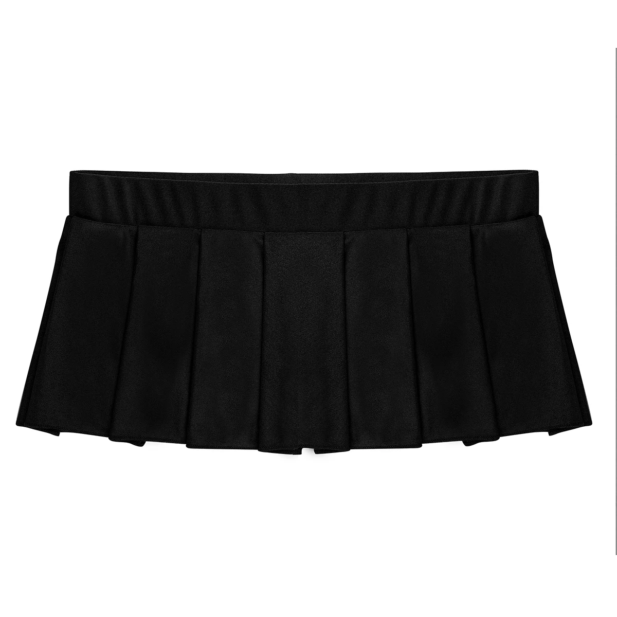 Женская Блестящая мини-юбка для Болельщицы, сексуальная школьная форма, плиссированная мини-юбка с низкой посадкой, женские вечерние Клубные костюмы, горячее ночное белье - Цвет: Black
