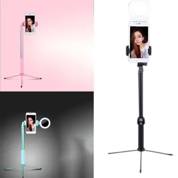 

360 Degree Rotating LED Light Bluetooth Selfie Stick Tripod with Ring Light Beauty Portrait Fill Lighting for iPhone XS 7plus