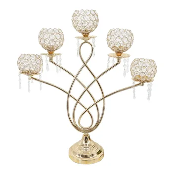 

Crystal Candle Holders，5 Arms Candelabras Decorative Centerpieces for Coffee Table Living Room Table Decorative Centerpieces