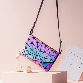 

Women bag crossbody bags for women 2019 fashion shoulder messenger bags female Envelope bag PU geometric bags luminous color
