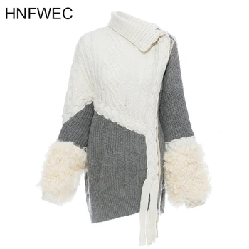 

Europe Pullovers Women Sweaters 2019 Autumn and Winter New Wild Casual Ladies Sweaters Irregular Fashion Tops Female L268