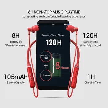 磁気デザインネックバンドの Bluetooth イヤホンワイヤレスヘッドホンステレオイヤフォンノイズキャンセルヘッドセットマイクと充電ケーブル