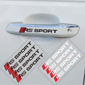 

1PC Sline Styling RS Sport Sticker Car Door Handle Badge Auto Decoration Rearview Mirror Rear Windshield Sticker For RS3 RS4 RS6