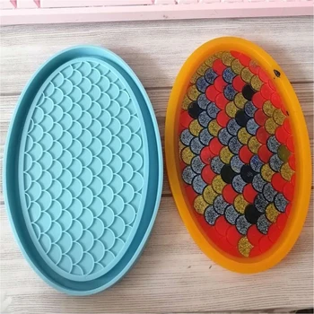 

DIY Plate Tray Silicone Mould Crafts Making Tool Fish Scale Storage Box Epoxy Resin Mold