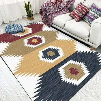 

Nordic fashion Japanese-style splice carpet Blue brown pink stripes Livingroom bedroom mat Crystal velvet rug non-slip floor mat