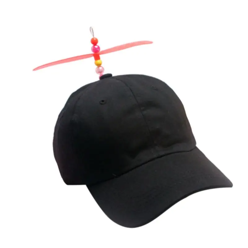 Adult Kid Summer Helicopter Propeller Cap Colorful Patchwork Dragonfly Beaded Cosplay Party Adjustable Snapback Dad Hat - Color: Child