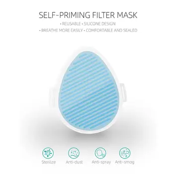 

1PC 3-Layers Anti-splash Antifog Anti-dust Self-priming Filter Mask With 10pcs Reusable Filter Face Mask Sanitary Respirator