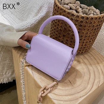 

[BXX] PU Leather Crossbody Bags For Women 2020 Summer Fashion Chain Small Shoulder Bag Travel Handbag Female Quality Totes HM085