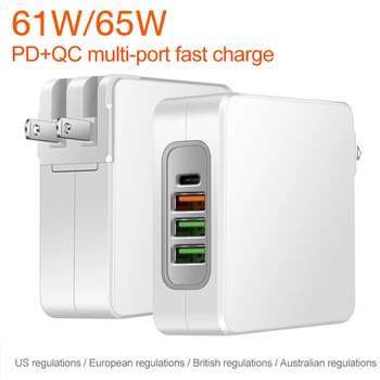 

65W Fast Charger PD 2.0 For iPhone 11 Pro Xs Max USB QC 3.0 Phone Charger Adapter For Samsung s10 plus Huawei P30 USC C Charger