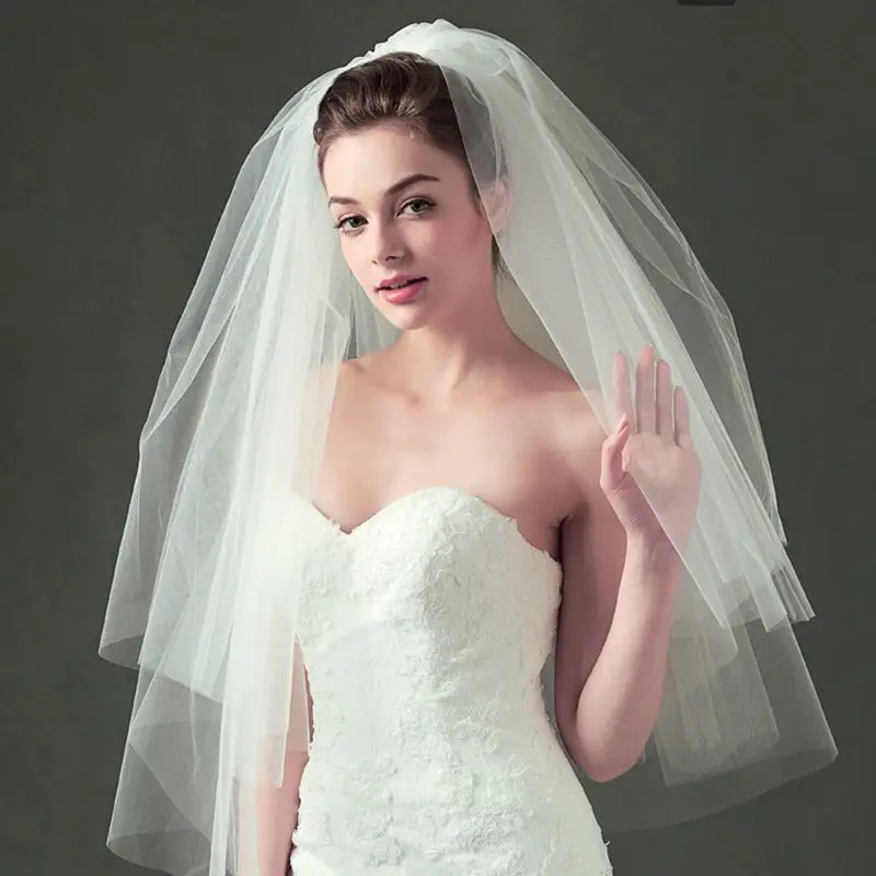 Nuovo arrivo due strati bianco avorio veli da sposa morbido Tulle velo da sposa a buon mercato accessori da sposa economici In magazzino welon