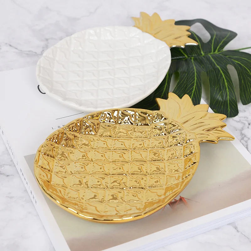 Gold Pineapple Trinket Jewellery Dish ceramic gold pineapple serving dish bowl 