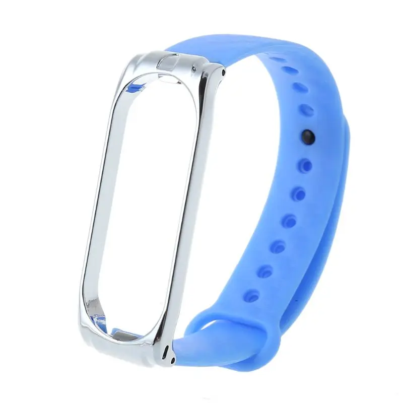 OOTDTY силиконовый ремешок из углеродного волокна для часов Xiaomi Mi Band 4 чехол с металлической рамкой - Цвет: Синий