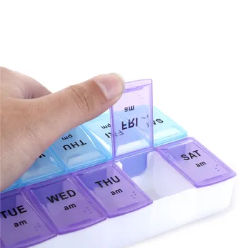 

14 Compartments 7 Days Pill Case Organiser Tablet Storage Medical Weekly Box Containe With Clip Lids Medicine