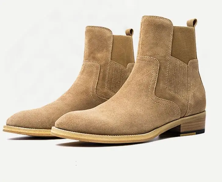 men winter boots men shoes Pointy Chelsea boot sleeve high mercerized suede Martin high top boot for men nubuck leather