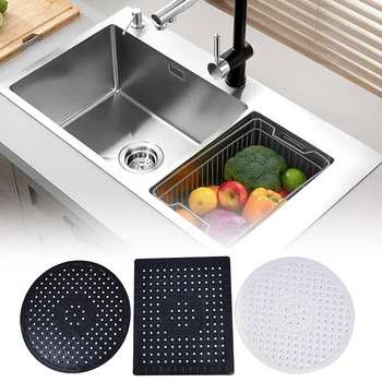 

Multifunctional Soft Rubber Table Heat Insulation Kitchen Bathroom Protector Sink Mat Dishes Home Quick Drain Drying Anti Slip