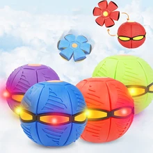 

LED Flying UFO Flat Throw Disc Ball With LED Light Music Toy Kid Outdoor Garden Basketball Game Throw UFO Deformation Balls Gift