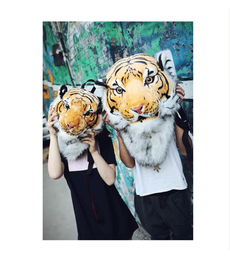 Модный плюшевый рюкзак с 3D головой тигра и Льва, рюкзак с пандой, персональный Унисекс Рюкзак для пары животных, забавная Студенческая дорожная сумка