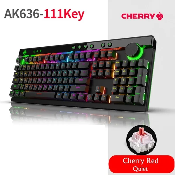 Все новые Ajazz AK BOARD 636 Antighost RGB с подсветкой USB проводной мультимедийный Механический Клавиатура макро программируемые клавиши, вишневая ось - Цвет: Black Cherry Red