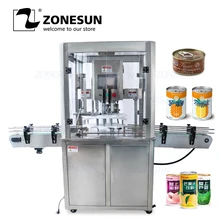 ZONESUN Tin Aluminum Can Food Fruit Glasses Screw Plugging Tinplate Cover Automatic Capping Machines Sealing Packing Machines
