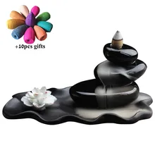 Керамическая струящаяся водяная курильница для благовоний горелка креативная подставка для ароматических палочек ароматерапия водопад курильница+ 10 шт. конусов