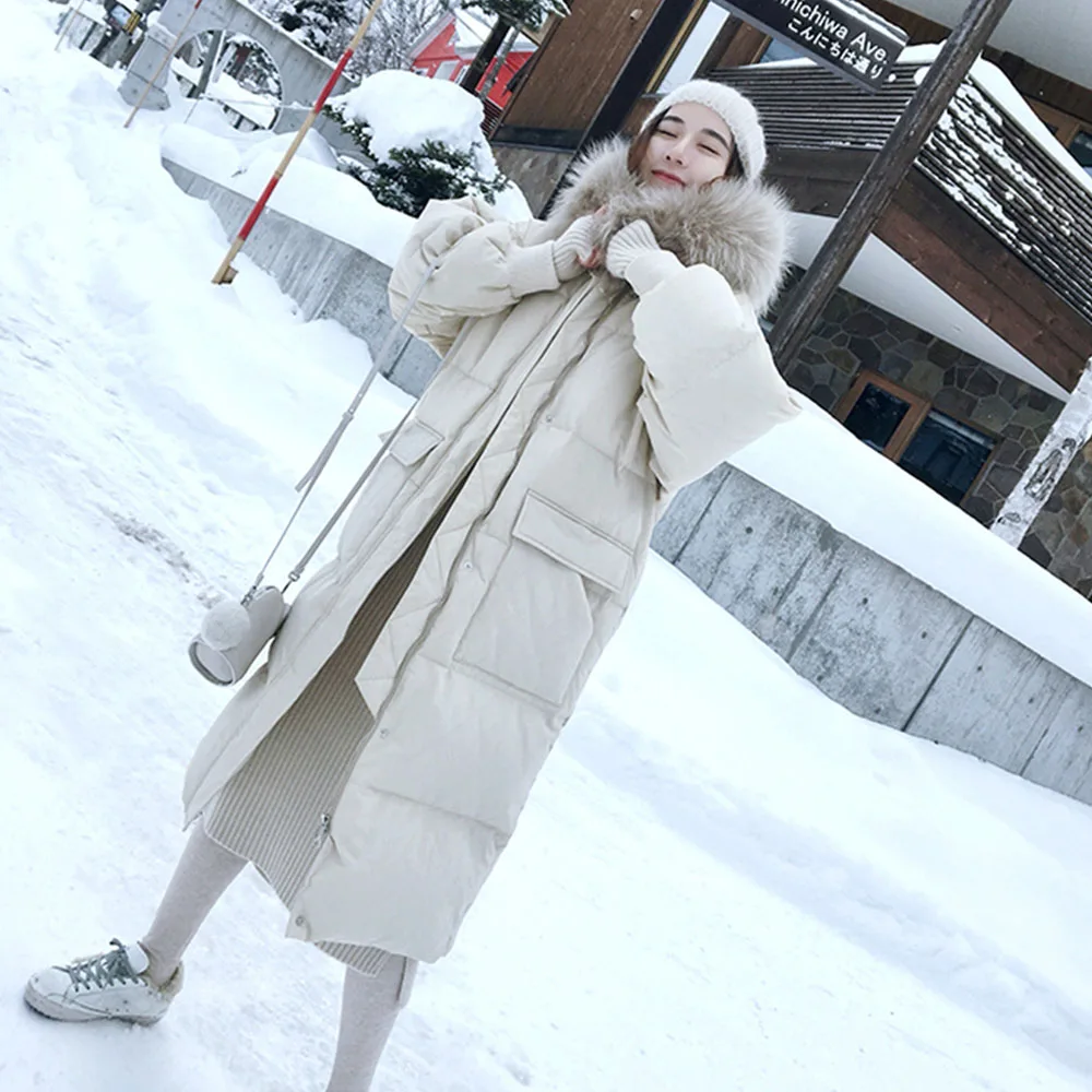 Cnjessie, Женский Двухсторонний пуховик, длинная куртка, зимняя водолазка, белый утиный пух, пальто, теплые парки, зимняя верхняя одежда