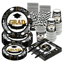 1Set Graduation Balloons Disposable Tableware 2021 Graduation Party Decorations Congrats Grad Paper Garland Banner Class of 2021