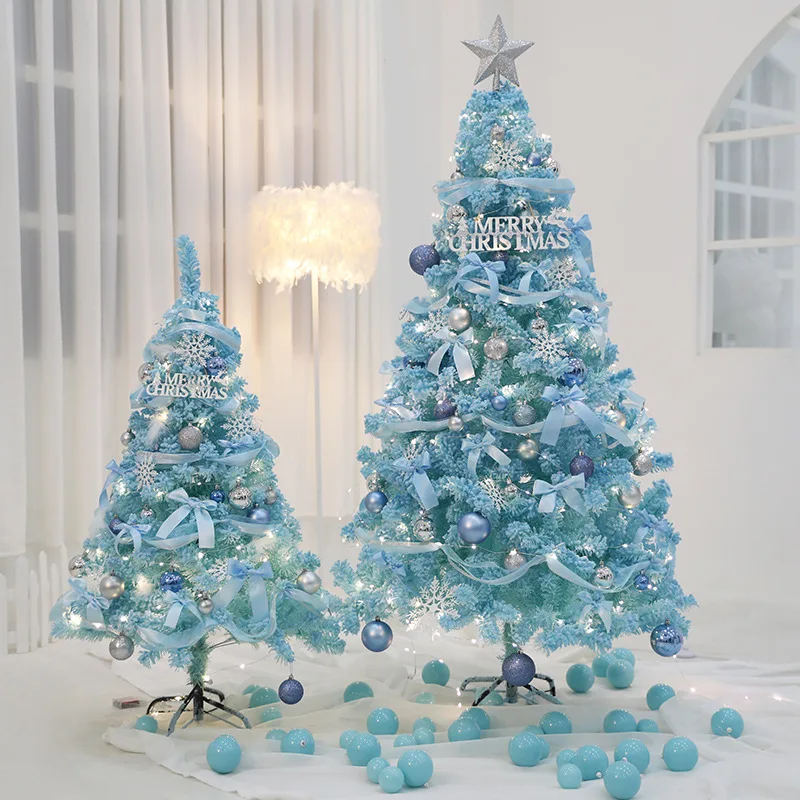 

Christmas tree TIFFANY BLUE 1.5m package pink snow tree ins live Christmas scene layout